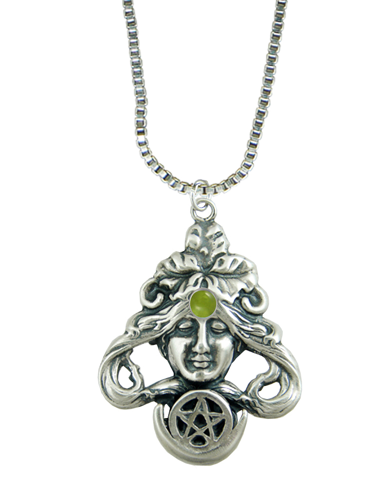 Sterling Silver First Goddess Pendant With Peridot